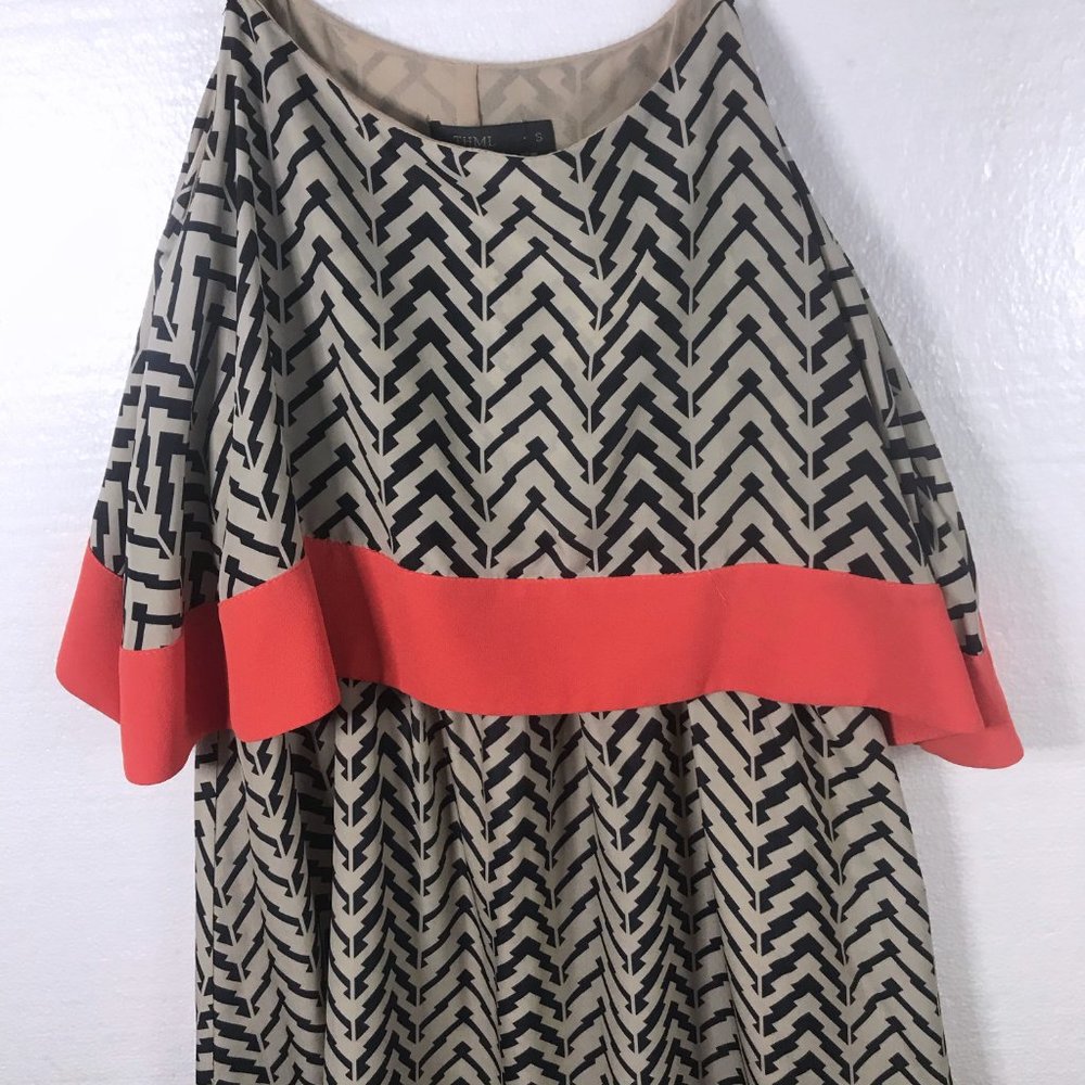 THML Sz S Chevron Flounce Layered Sleeveless Dres - Picture 4 of 8
